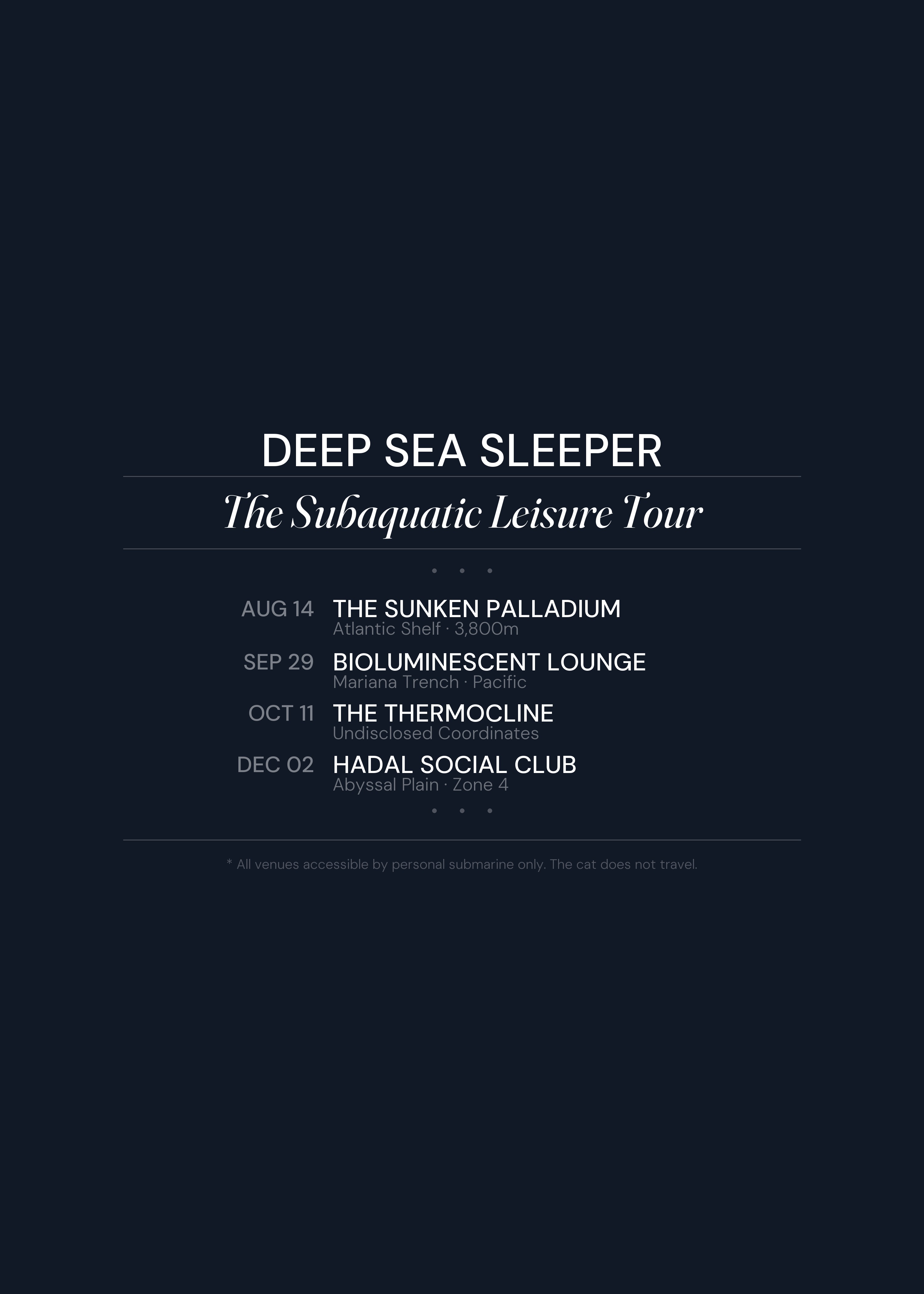 T-shirt back — The Subaquatic Leisure Tour dates
